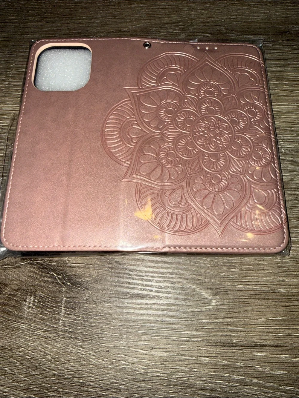 Floral Mandala Rose Gold Wallet Phone Case with Wristlet